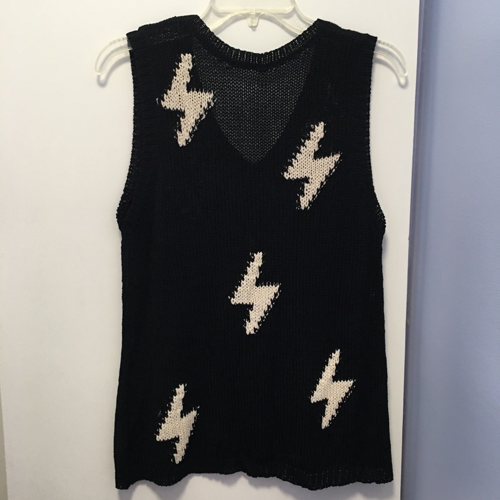 NEW black lightening bolt summer sweater vest - S